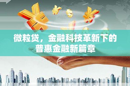 东营微粒贷，金融科技革新下的普惠金融新篇章