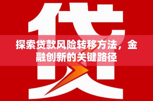 东营探索贷款风险转移方法，金融创新的关键路径