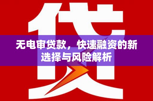 东营无电审贷款，快速融资的新选择与风险解析
