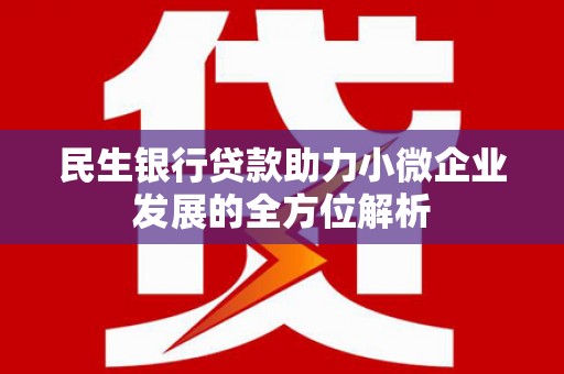 东营民生银行贷款助力小微企业发展的全方位解析