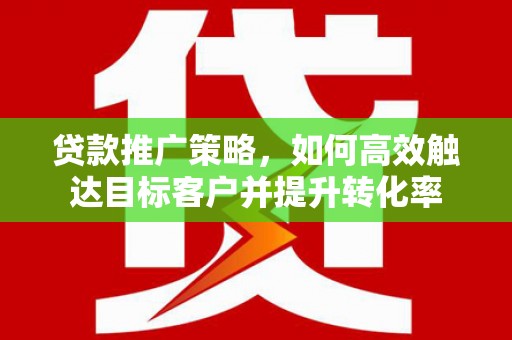 东营贷款推广策略，如何高效触达目标客户并提升转化率