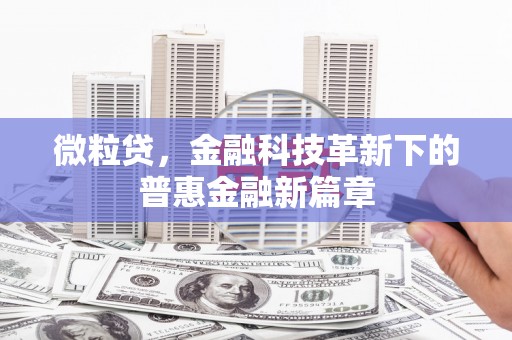 东营微粒贷，金融科技革新下的普惠金融新篇章