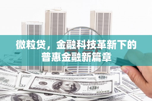 东营微粒贷，金融科技革新下的普惠金融新篇章